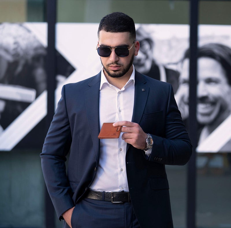 SERMAN BRANDS محفظة نقود رفيعة مانعة لتسرب RFID - محفظة جلدية قابلة للطي للجيب الأمامي للرجال مع مشبك نقود، محفظة صغيرة لحامل بطاقات الائتمان - محفظة سفر مع علبة هدايا - Image 2