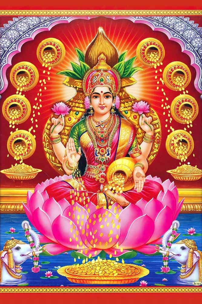 wallpics Goddess Lakshmi Maa Religious Waterproof Canvas Print Poster 12 inc X 18 inch vas29681
