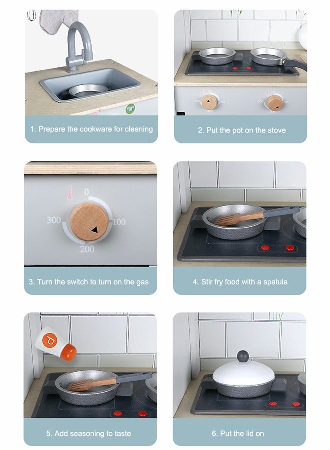 JSAITOYS Kitchen Toys Set Refrigerator Kids Wooden Pretend Play Toys For Children - Image 5