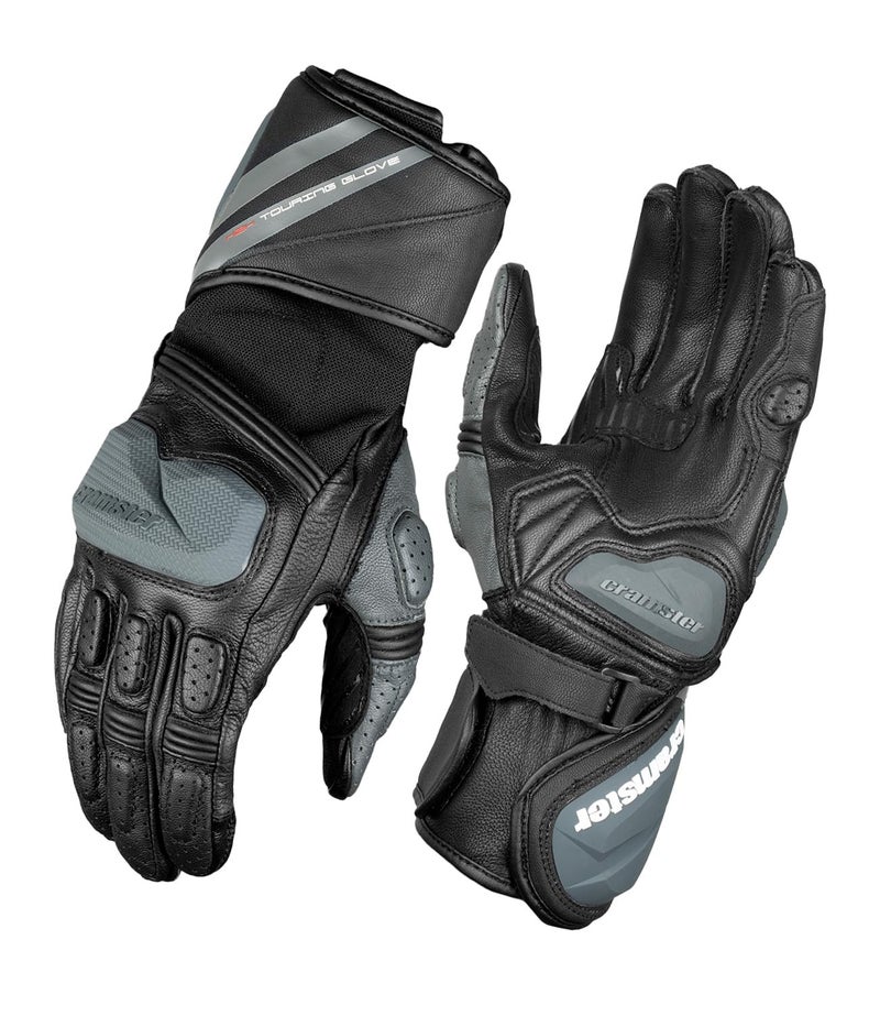 Cramster K2K Gloves - Full Gauntlet Motorcycle Riding Leather Gloves | Impact Protection | Scaphoid Protection | Abrasion Resistance – Black Grey, Medium - Image 1