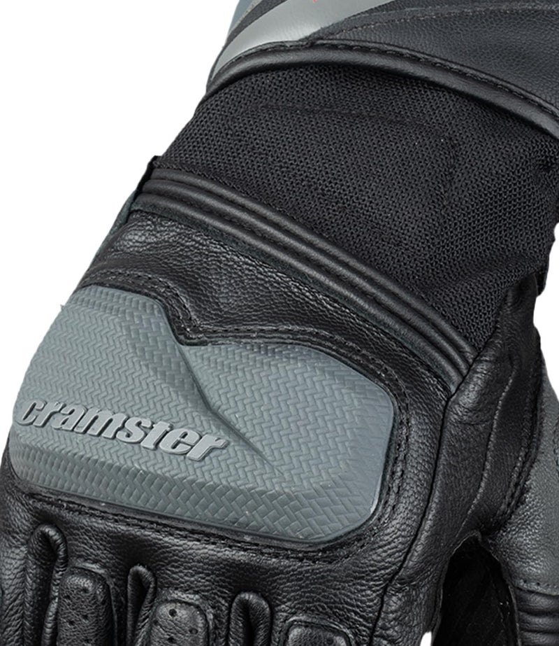 Cramster K2K Gloves - Full Gauntlet Motorcycle Riding Leather Gloves | Impact Protection | Scaphoid Protection | Abrasion Resistance – Black Grey, Medium - Image 4