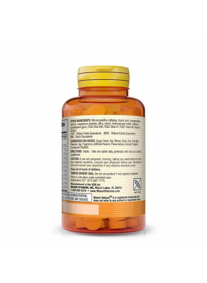 Mason Natural Daily Multiple Vitamins Vitamins A C D3 E B1 B2 B3 B6 B12 Folate And Calcium For Overall Health 100 Tablets (Pack Of 3) - Image 4