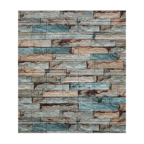 Jig-Tik Self-Adhesive Waterproof PE Foam 3D Wall Panels Wallpaper Sticker for Bathroom, Living Room, and Home Decoration (70 x 77cm, Appx. 5.8Sq Feet) Pack of 10 Piece//Multi - Image 1