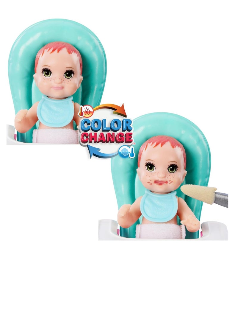 Barbie Baby Doll Skipper Babysitters Inc & Playset, Includes Doll, Baby, and Mealtime Accessories, 10 Piece Set - Image 4