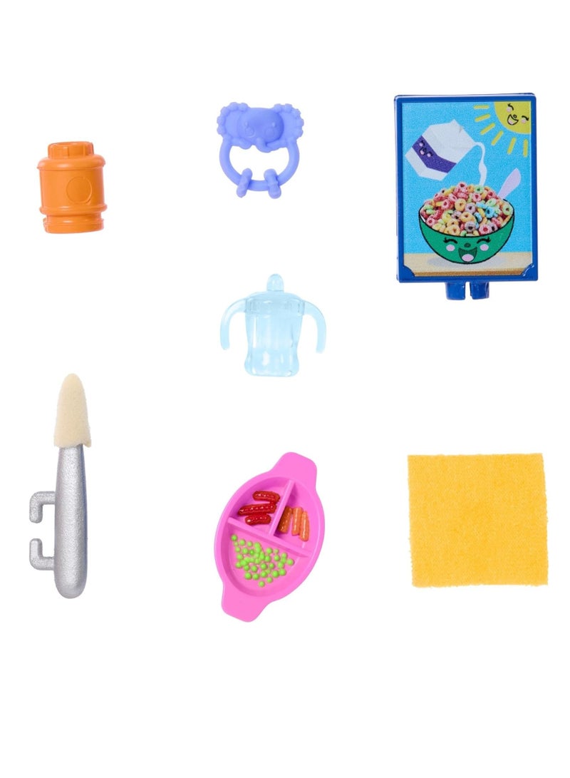 Barbie Baby Doll Skipper Babysitters Inc & Playset, Includes Doll, Baby, and Mealtime Accessories, 10 Piece Set - Image 3