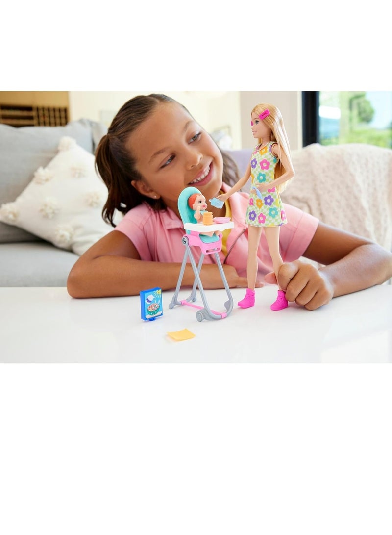 Barbie Baby Doll Skipper Babysitters Inc & Playset, Includes Doll, Baby, and Mealtime Accessories, 10 Piece Set - Image 5