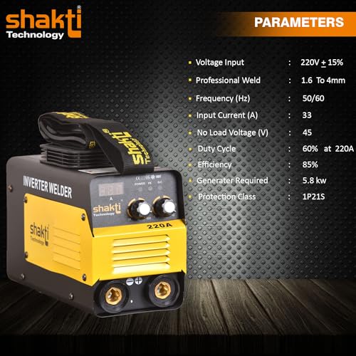 Shakti Technology Inverter ARC Welding Machine (IGBT) 220A with Hot Start, Anti-Stick Functions, Arc Force Control - 1 Year Warranty, Metal, Multicolor - Image 2