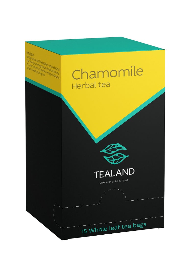 Tealand 15 Sachet Box Chamomile Malty & Rich 100% Natural Ingredients Antioxidants Rich Helps Destress Soothing & Calming Tisane - Image 1