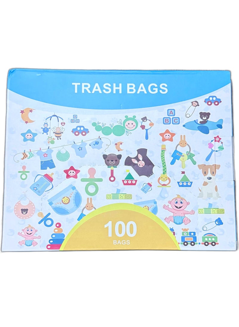 100-Piece Disposable Diaper Bag, Safe and Odour Control Biodegradable Baby Nappy Sacks for Collecting Nappies and Garbage, Blue - Image 1