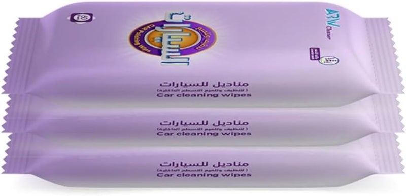 ARW Car Cleaning and Polishing Wet Wipes with Lavender Scent Alcohol Free 3x60 (180 Wipes) - Image 1