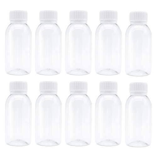 TRENDBOX Pack of 10-100ml Clear Empty PET Mini Storage 100ml/100g/100cc Bottles Hard Plastic Durable Turn Screw Cover Cap Round Filling Liquid Rhinestones Water Container - Image 1