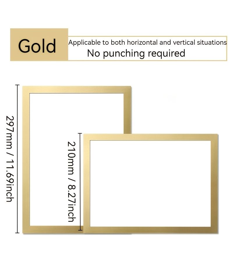 5pcs Golden Matte Magnetic Wall Photo Frames Self Adhesive Plastic - Image 3