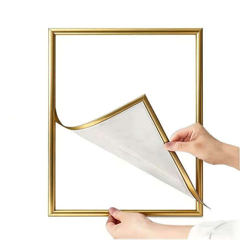 5pcs Golden Matte Magnetic Wall Photo Frames Self Adhesive Plastic - Image 4