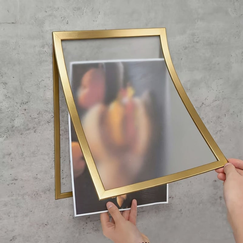 5pcs Golden Matte Magnetic Wall Photo Frames Self Adhesive Plastic - Image 2