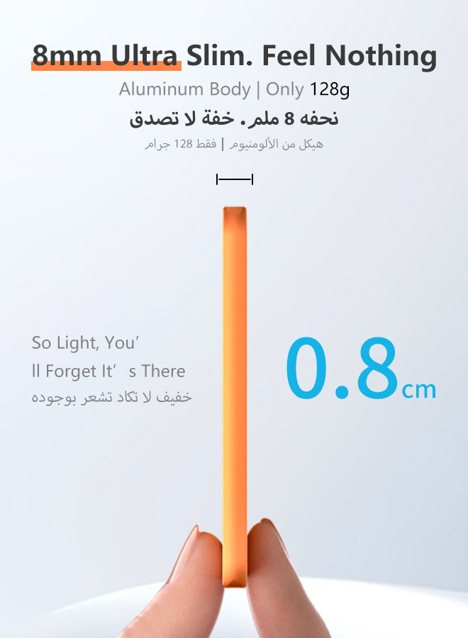 WAPIK Korean Brand M8 Magnetic Power Bank 5000mAh Ultra Slim 8mm, 15W Wireless Fast Charging, 22.5W Wired Fast Charging, Built-in Type-C Cable Portable Charger, MagSafe Compatible for iPhone 17/16/15/14/13, Orange - Image 3