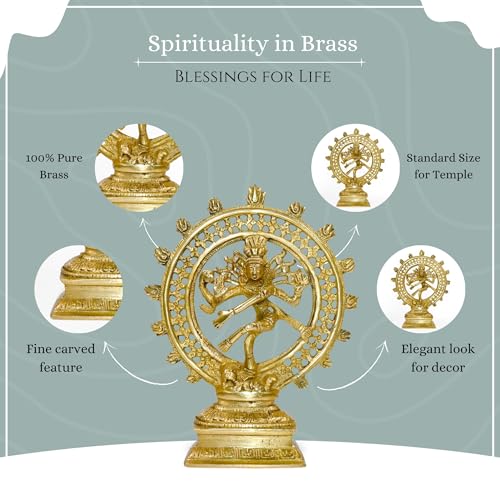 Pick End Now Brass Lord Shiva Shankar Dancing Natraj/Nataraja Statue | Product Dimensions - LxBxH - 18.5 X 4.5 X 22Cm, Weight 1.5 Kg - Image 4