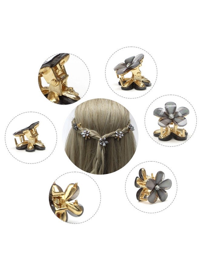 YISSION Rhinestone Hair Clips - Mini Flower Hair Claws, Fancy Hair Pins, Cute Barrettes for Girls and Women, Black Hair Accessories - Image 2