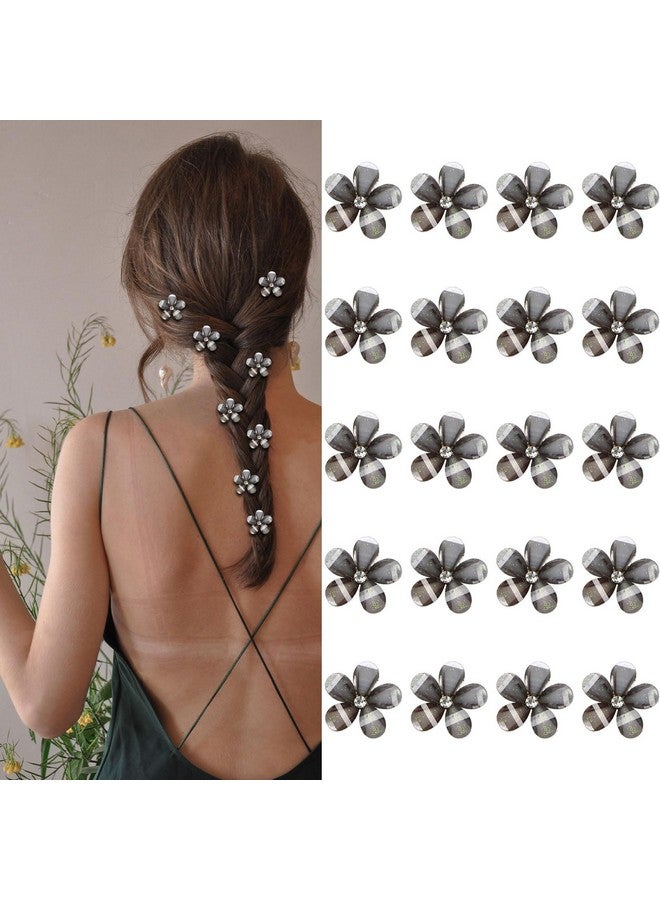 YISSION Rhinestone Hair Clips - Mini Flower Hair Claws, Fancy Hair Pins, Cute Barrettes for Girls and Women, Black Hair Accessories - Image 1