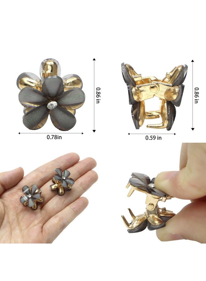 YISSION Rhinestone Hair Clips - Mini Flower Hair Claws, Fancy Hair Pins, Cute Barrettes for Girls and Women, Black Hair Accessories - Image 3