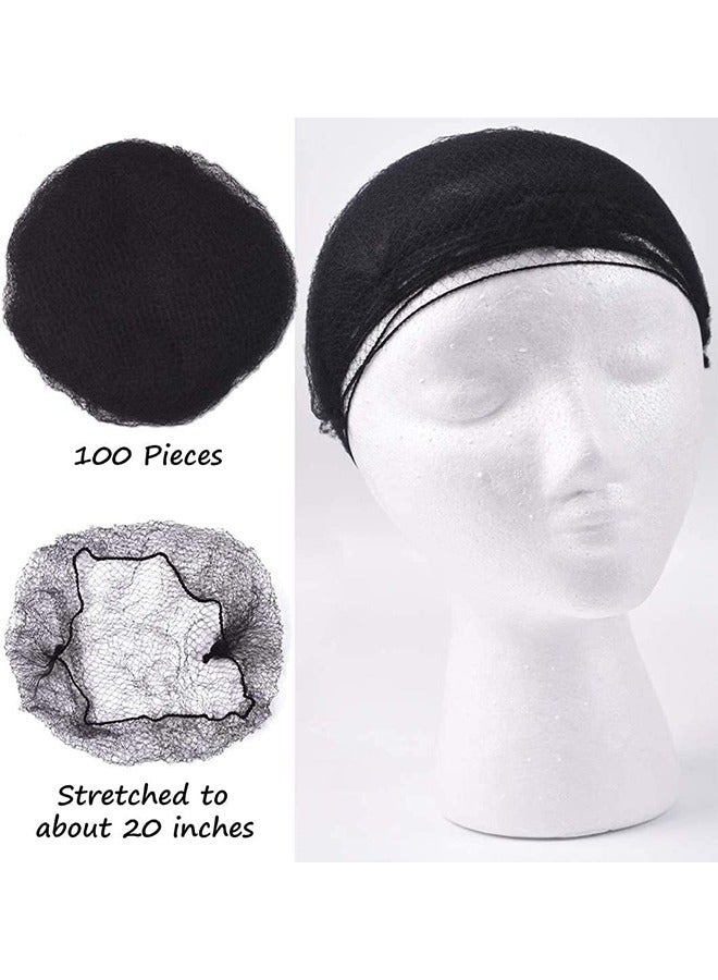 100 Pcs Hair Net, 20 Inches Hair Nets Elasticity Invisible Elastic Mesh for Food Service, Ballet Bun, Sleeping, Women and Wig (Black)  - Image 2