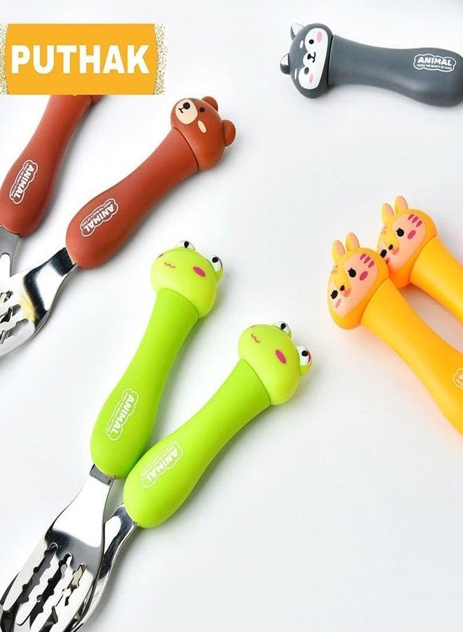 FASHRAMP Kids Spoon and Fork Set with Cute Animal Handle | Stainless Steel Toddler Cutlery Set with Travel Case | Baby Feeding Spoon and Fork Combo - Image 5
