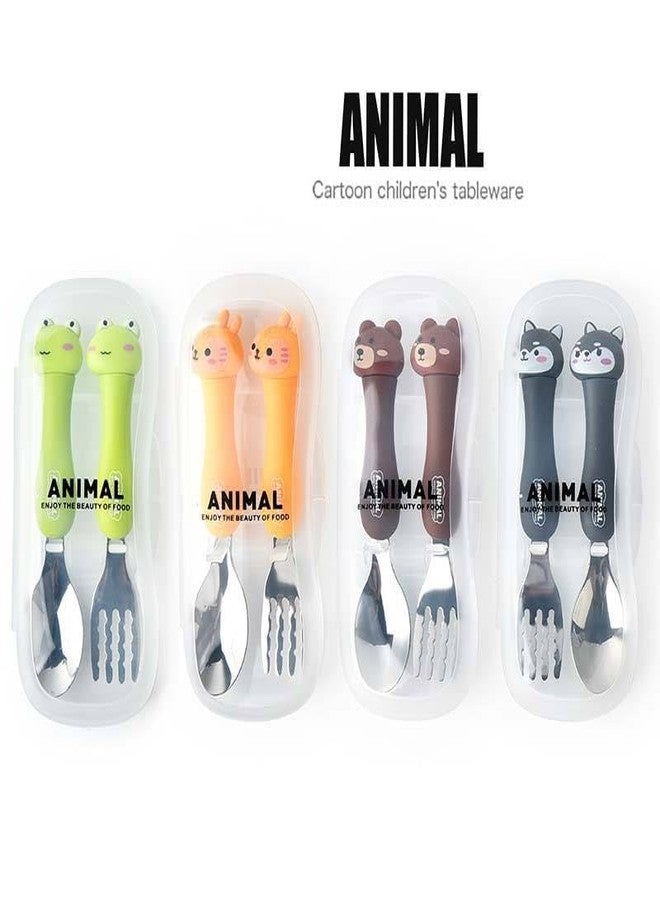 FASHRAMP Kids Spoon and Fork Set with Cute Animal Handle | Stainless Steel Toddler Cutlery Set with Travel Case | Baby Feeding Spoon and Fork Combo - Image 3