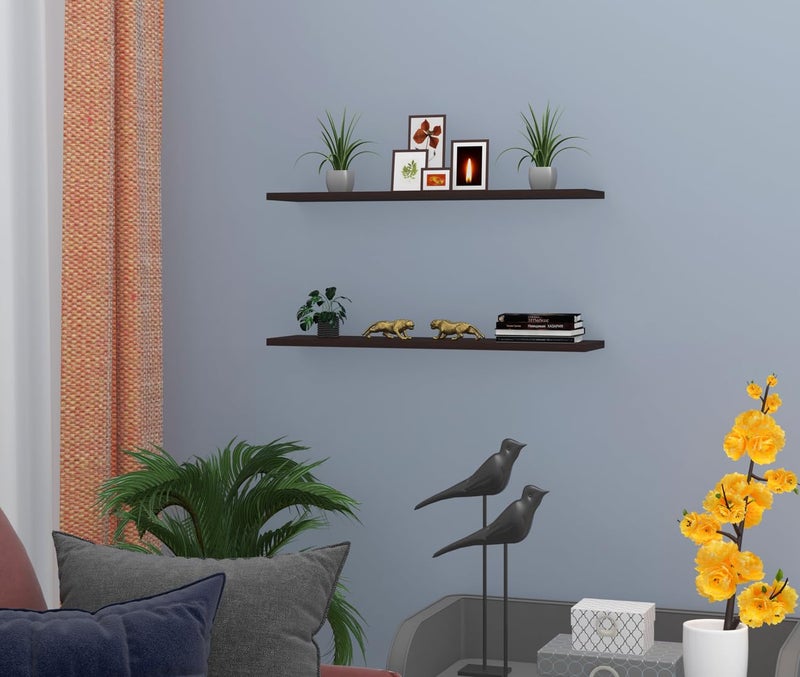 Captiver MDF Wood Wall Mount Display Shelf Racks Shelves Set of 2 (10X50 CM, Wenge) Home Living Room Kitchen Multipurpose Storage Showcase Stands Decoration Box - Image 3