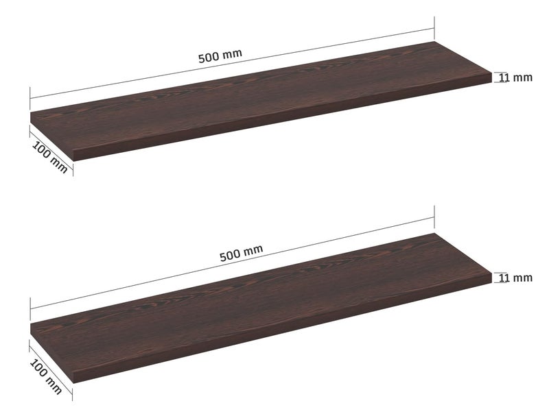 Captiver MDF Wood Wall Mount Display Shelf Racks Shelves Set of 2 (10X50 CM, Wenge) Home Living Room Kitchen Multipurpose Storage Showcase Stands Decoration Box - Image 4