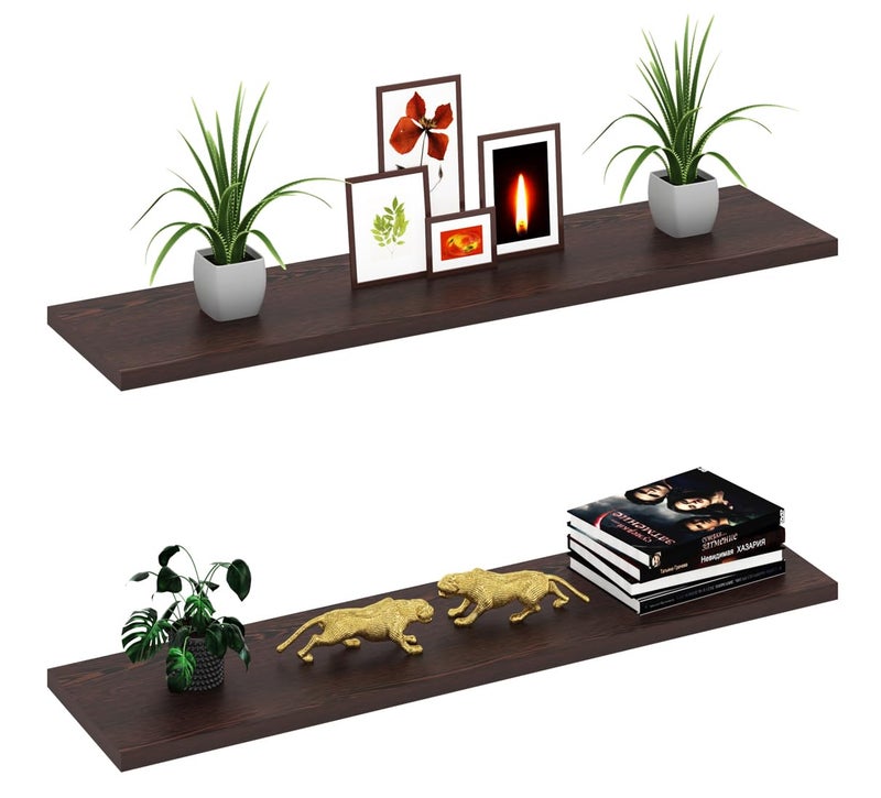 Captiver MDF Wood Wall Mount Display Shelf Racks Shelves Set of 2 (10X50 CM, Wenge) Home Living Room Kitchen Multipurpose Storage Showcase Stands Decoration Box - Image 1