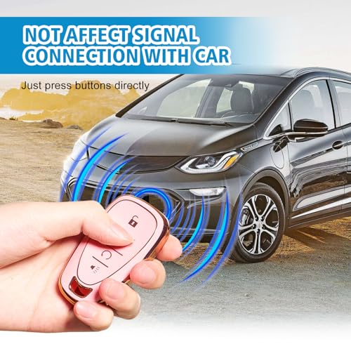 Rislobx Key Fob Cover Fit for Chevy Key, Car Key Case Protector for Volt Bolt Spark Equinox Traverse Trax (4 Buttons Sakura Pink) - Image 4