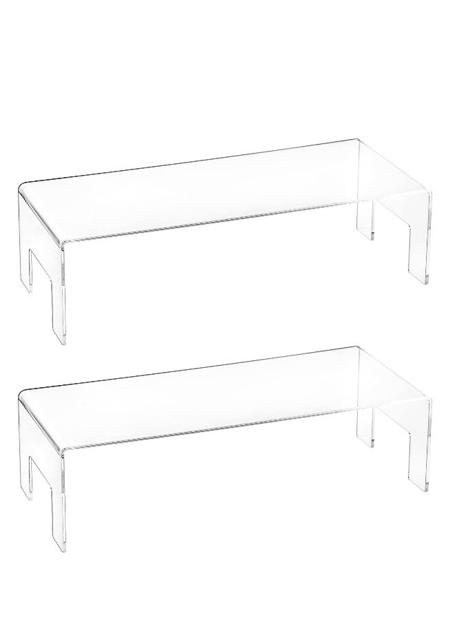 2 Pack Clear Acrylic Display Risers, Funko POP Shelves, Cologne Organizer Display Stand for Jewelry, Cosmetics, Dessert, Cupcake, Candy, Toys Figures (30x12.7x8 cm, 5mm Thick) - Image 1