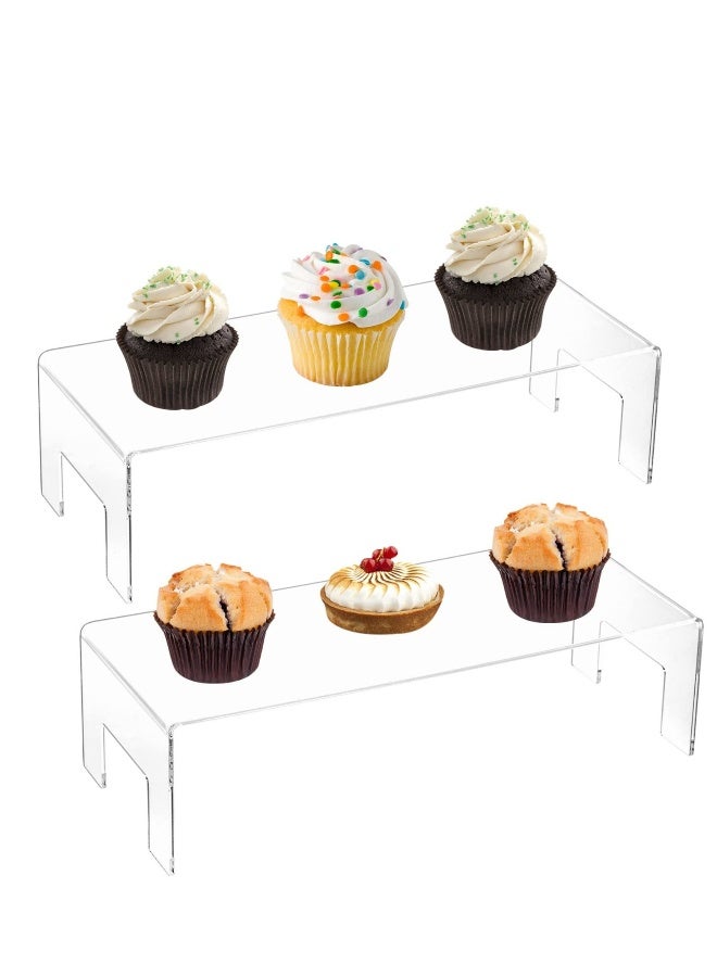 2 Pack Clear Acrylic Display Risers, Funko POP Shelves, Cologne Organizer Display Stand for Jewelry, Cosmetics, Dessert, Cupcake, Candy, Toys Figures (30x12.7x8 cm, 5mm Thick) - Image 3