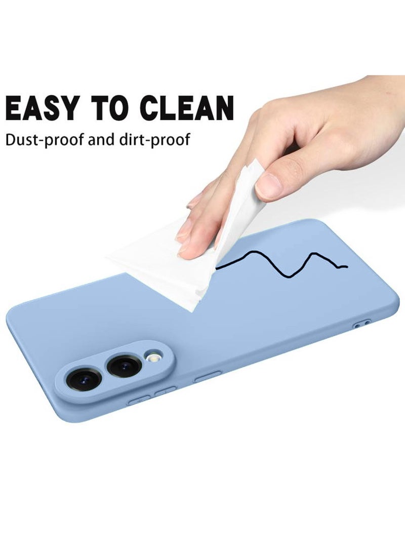 Wtech Samsung Galaxy S25 Edge 5G 2025 Premium Soft Liquid Silicone Case Cover - Sky Blue  - Image 5