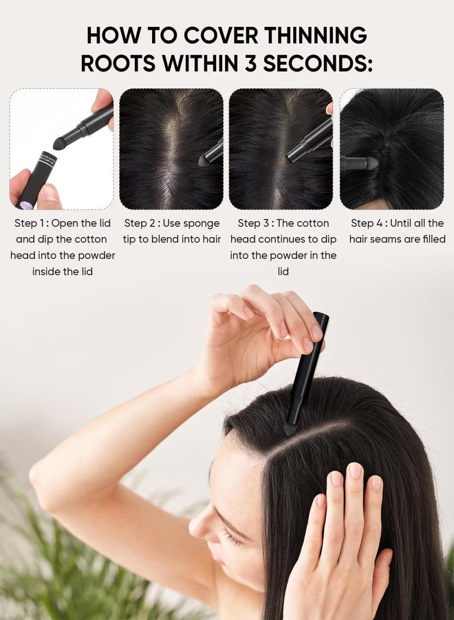 Hdlsina Hairline Shadow Powder Stick for Thinning Hair, Hair Color Fibers Root Touch Up Powder for Women & Men Root Cover Up Dye Scalp Concealer 0.04oz (Black) (Black, Regular Size) - Image 3