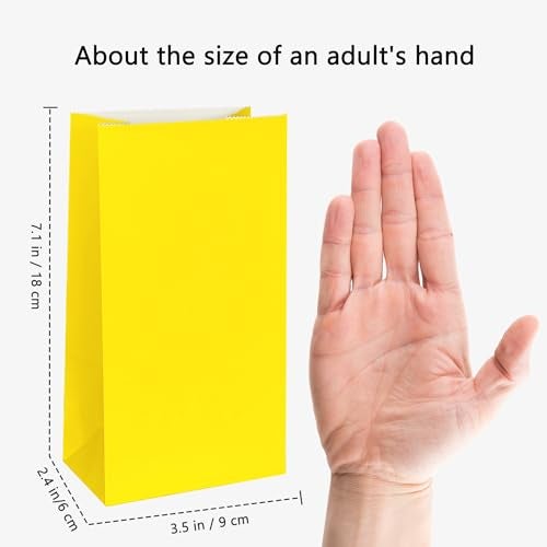 KEYYOOMY Mini Yellow Paper Bags Yellow Party Favor Bags Small Party Goodie Bag Paper Lunch Bag (24 CT, 3.5 X 2.4 X 7.1 In) - Image 2
