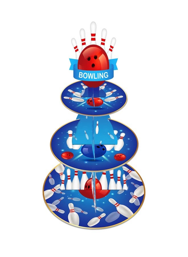 CC HOME Bowling Cupcake Stand 3 Tier Reusable Sturdy Paper Cupcake Stand - Image 1