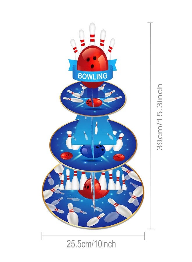 CC HOME Bowling Cupcake Stand 3 Tier Reusable Sturdy Paper Cupcake Stand - Image 2