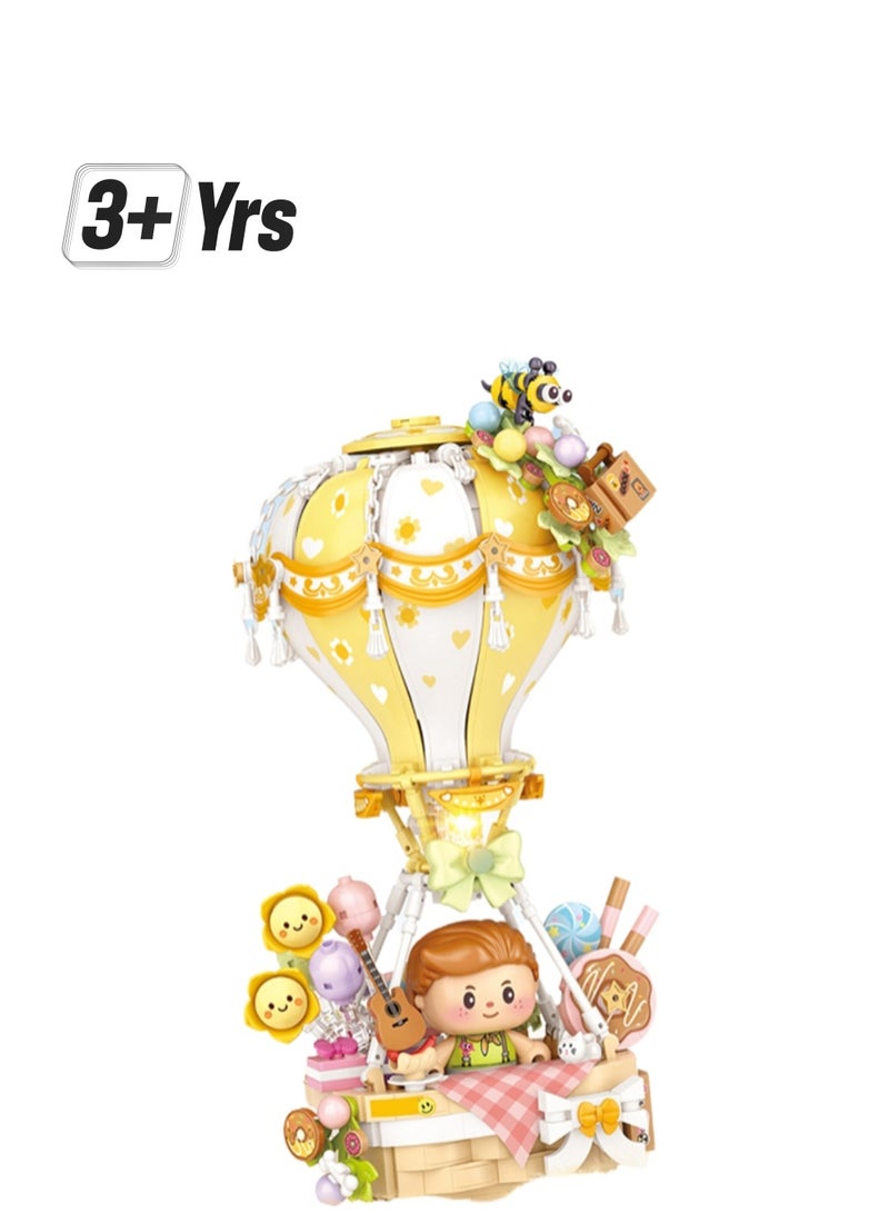 750pcs Yellow Hot Air Balloon Model Set Building Blocks Creative Diy Simulation Collection Building Assembly Children'S Toys Home Decoration - Image 1