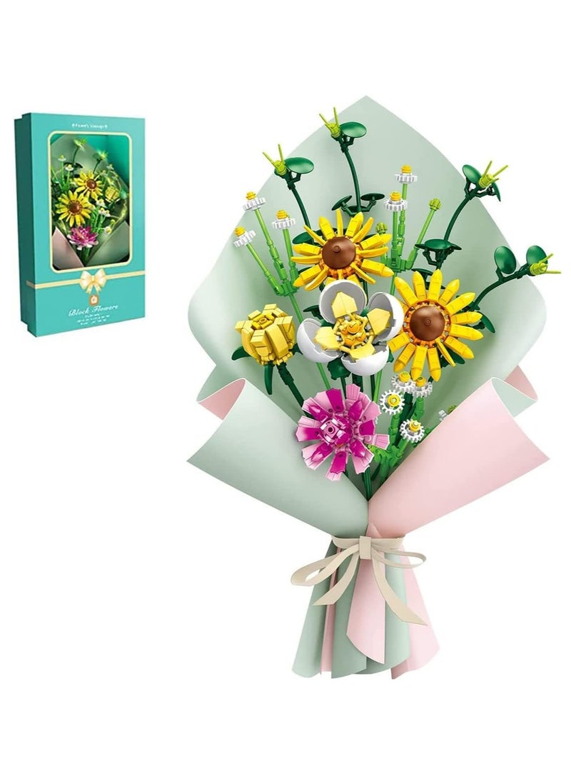 Flowers Bouquet Building Sets, Artificial Flowers Creative Toys Kits DIY Bouquet Building Bricks with Lights for Women Home Decoration, Mom's Best Gifts - Image 1