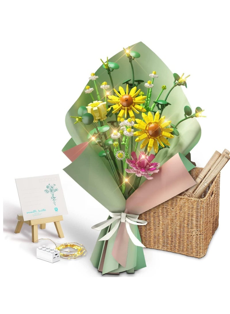 Flowers Bouquet Building Sets, Artificial Flowers Creative Toys Kits DIY Bouquet Building Bricks with Lights for Women Home Decoration, Mom's Best Gifts - Image 5
