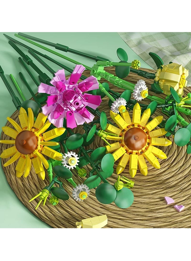 Flowers Bouquet Building Sets, Artificial Flowers Creative Toys Kits DIY Bouquet Building Bricks with Lights for Women Home Decoration, Mom's Best Gifts - Image 3