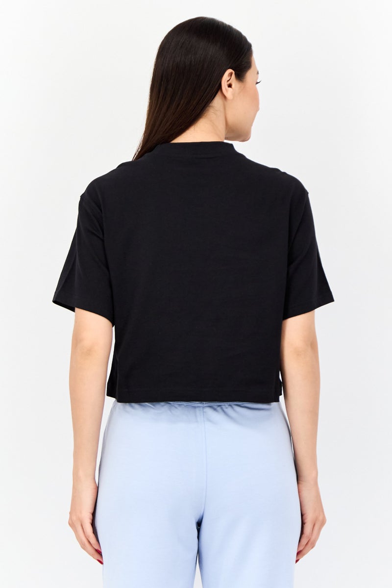 Reebok Women Sportswear Fit Short Sleeves Running Crop T-Shirt, Black - Image 3