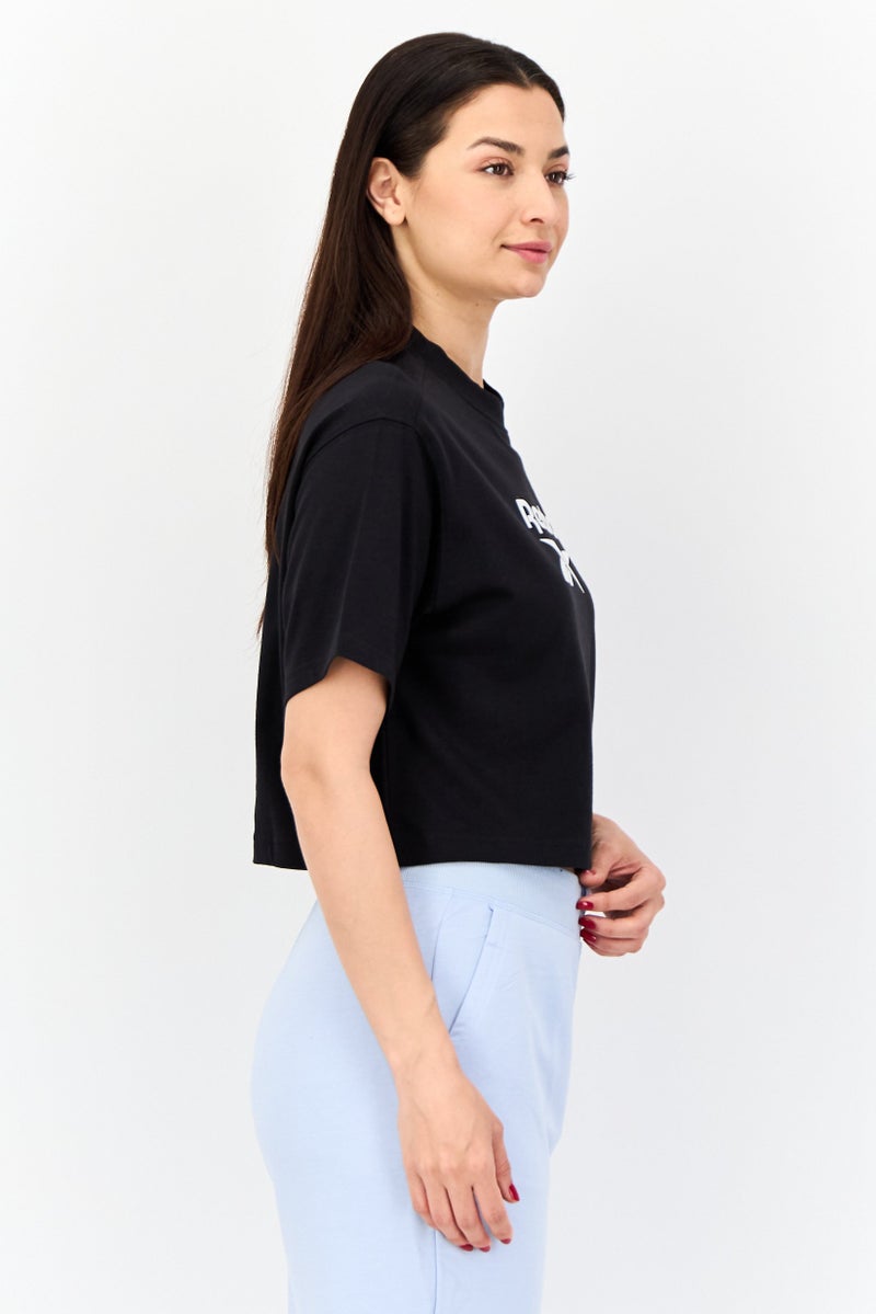 Reebok Women Sportswear Fit Short Sleeves Running Crop T-Shirt, Black - Image 4