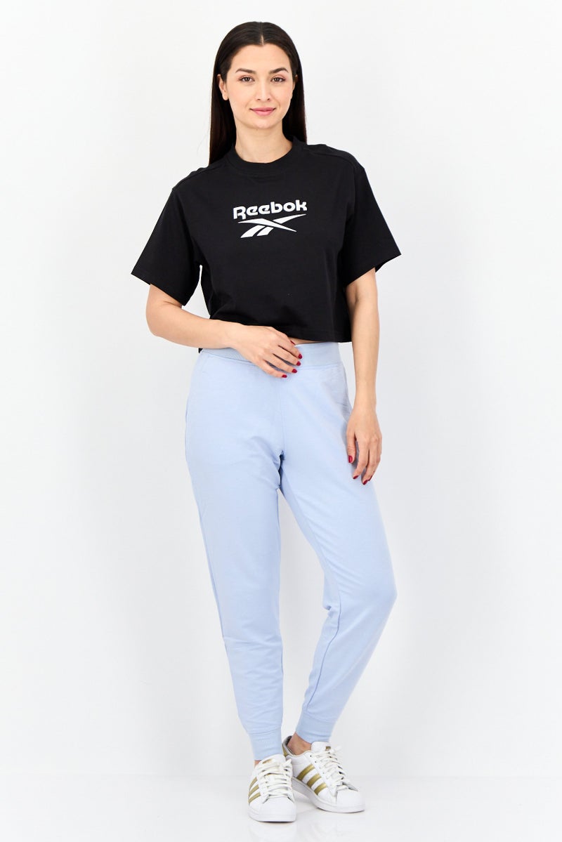 Reebok Women Sportswear Fit Short Sleeves Running Crop T-Shirt, Black - Image 4