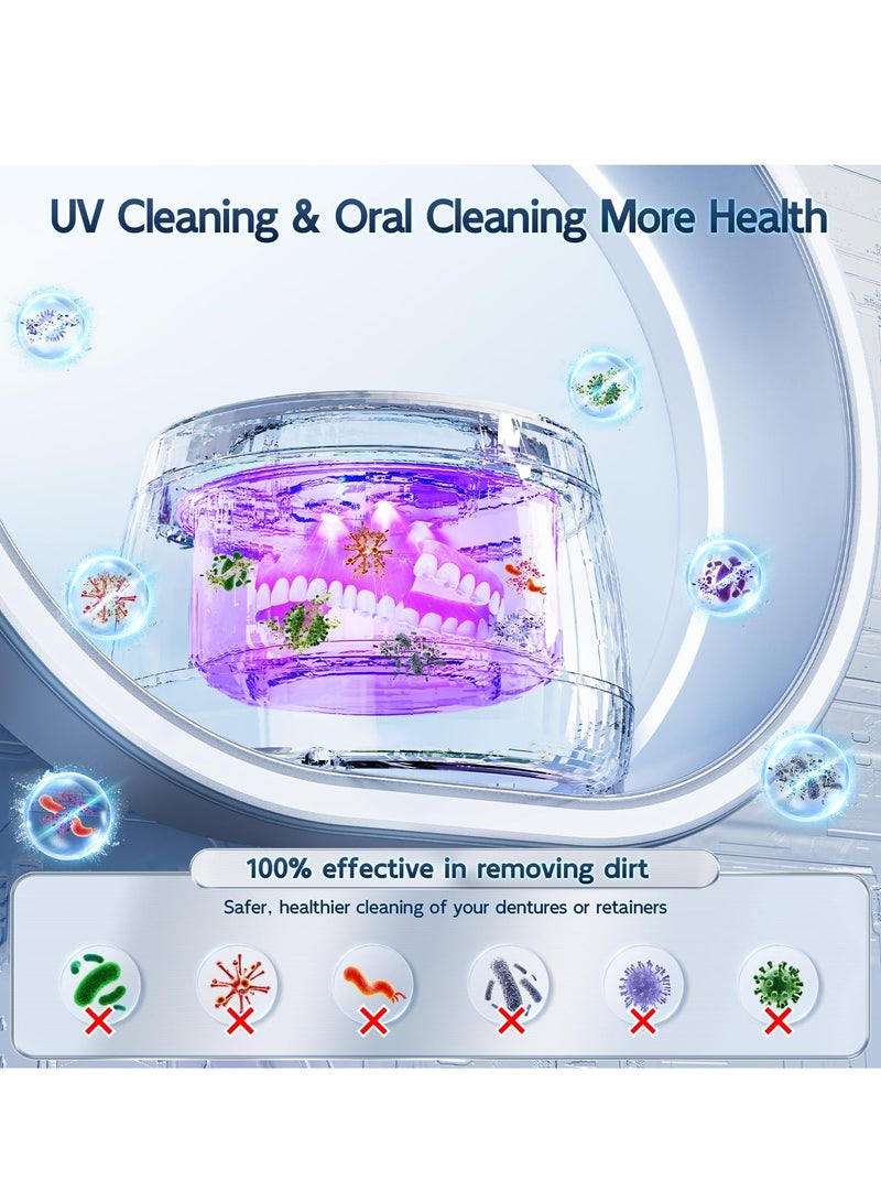 KASTWAVE Ultrasonic UV Cleaner, Ultrasonic Retainer Cleaner Machine, for Dentures, Retainer, Aligner, Mouth Guard, Toothbrush Head, Jewelry, Portable Professional Ultrasonic Cleaner Machine for all Dental - Image 2