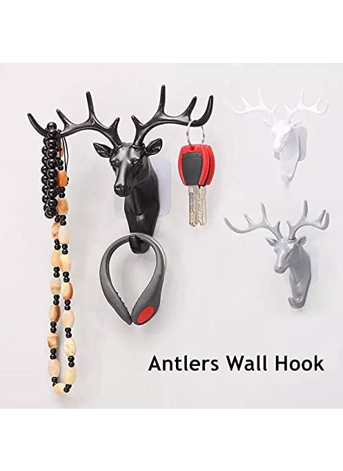 DD RETAILS DD Retails Plastic Deer Head Hanging Antlers Self Adhesive Wall Door Hook Multicolor  - Image 2