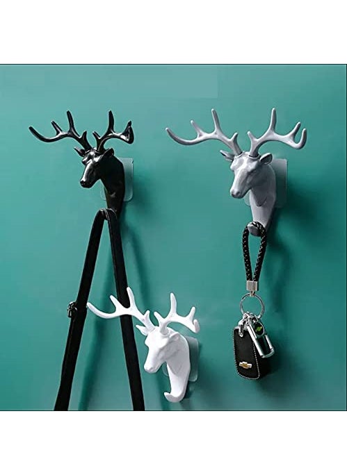 DD RETAILS DD Retails Plastic Deer Head Hanging Antlers Self Adhesive Wall Door Hook Multicolor  - Image 1