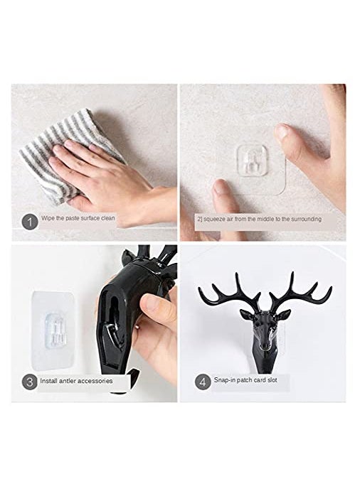 DD RETAILS DD Retails Plastic Deer Head Hanging Antlers Self Adhesive Wall Door Hook Multicolor  - Image 3