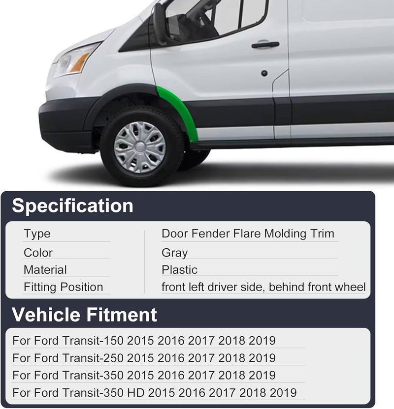 Copgge Front Left Wheel Arch Fender Flare Molding Trim Panel Cover for Ford Transit 150/250/350 (2015-2019) - Image 4