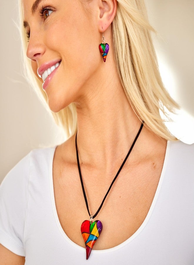 Chuvora Heart Earrings, Murano Glass Earrings, Heart Earings, Heart Dangle Earrings for Women, Stained Glass Earrings - Image 4